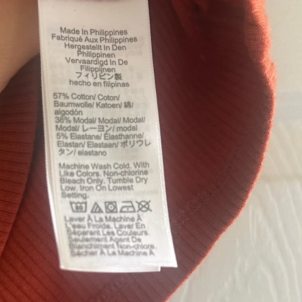 J. Crew Tie Front Vintage Rib T-Shirt Top Burnt Sienna M